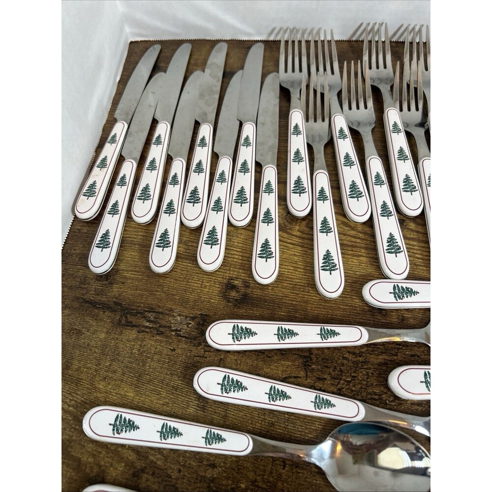 Oneida Furio Christmas Tree Flatware Set 40 Pc Service for 8 Vintage 1980 Used - Picture 4 of 11